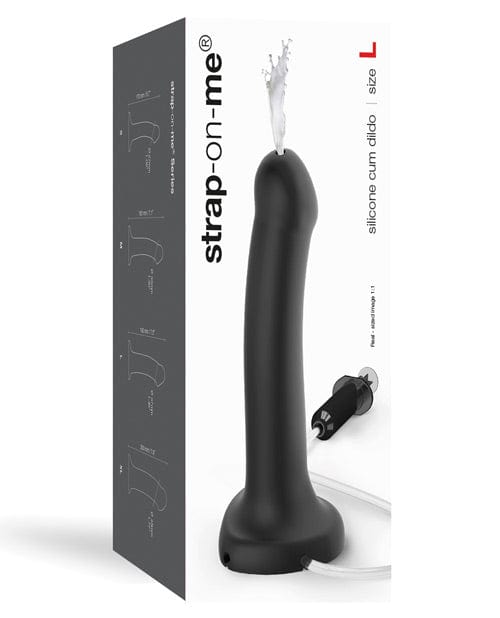 Strap-On-Me Realistic Dildo Black Strap On Me Silicone Cum Dildo at the Haus of Shag