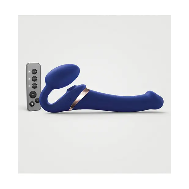 Strap-On-Me Rechargeable Remote-Controlled Multi Orgasm Bendable Strap-On Night Blue M - Strapless Strap