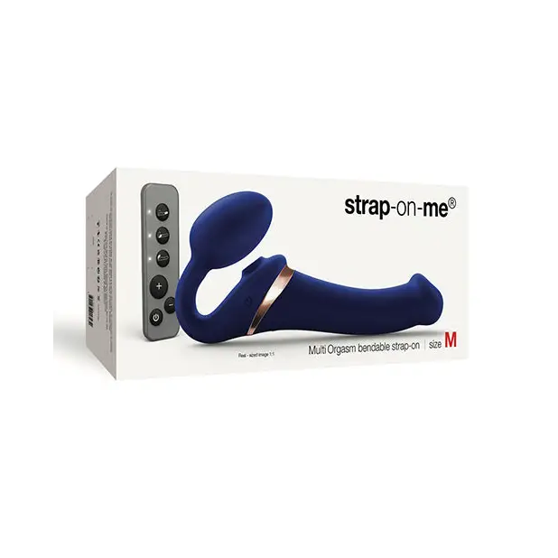 Strap-On-Me Rechargeable Remote-Controlled Multi Orgasm Bendable Strap-On Night Blue M - Night Blue - Strapless Strap