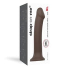 Strap-On-Me bendable semi realistic dual density dildo in chocolate with packaging