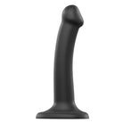 Strap-On-Me Silicone Bendable Dildo: Premium black silicone vibrating bendable dildo