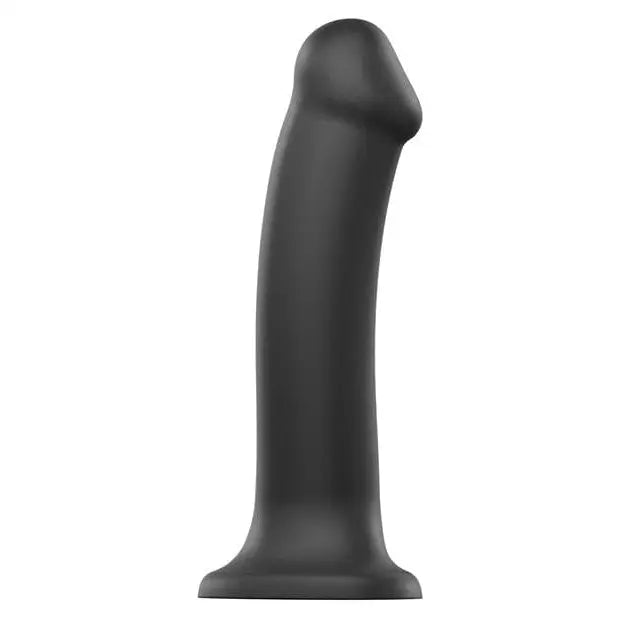 Silicone bendable dildo with black handle by Strap-On-Me; flexible and vibrating