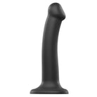 Silicone bendable dildo: the black vix, large vibrating device from Strap-On-Me