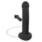 Black Silicone Cum Dildo on White Background - Strap On Me Premium Product