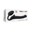 Black vibrating strap with memory neck offers in Strap-On-Me Non-Vibrating Strap On product box