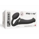 Black silicone Strap-On-Me vibrating 3 motors strap on with remote control curved shape