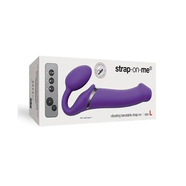 Purple rechargeable strapless strap device in a box with wireless remote by Strap-On-Me