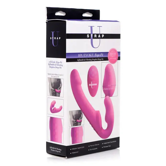 Strap U 10X EVOKE Ergo-Fit Strapless Strap-On - Pink - Strapless Strap