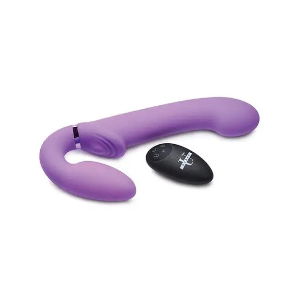 Strap U Ergo-Fit G-Pulse purple silicon vibrating device on display