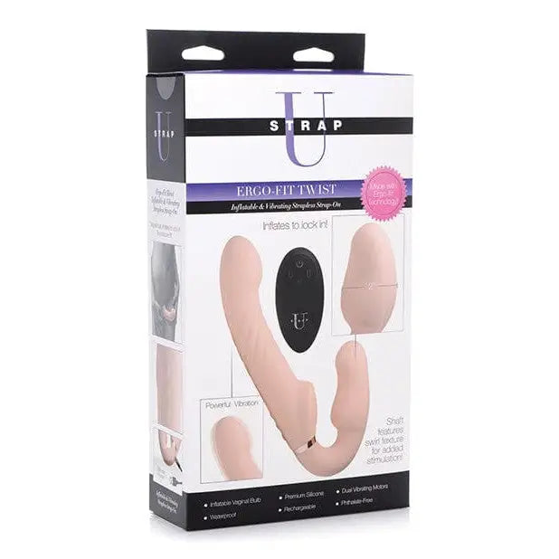 Ergo Fit Twist Inflatable Vibrating Strapless Strap-on with Vaginal Bulb by Strap U