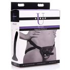 Strap U Pegged Pegging Dildo - black nylon strap with white logo