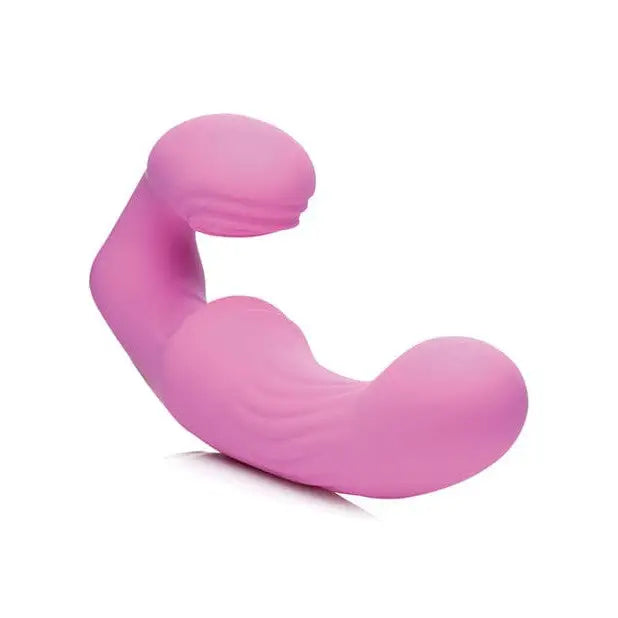 Pink silicone strapless strap toy with curved tail - Strap U-Pulse Silicone Strap On Remote