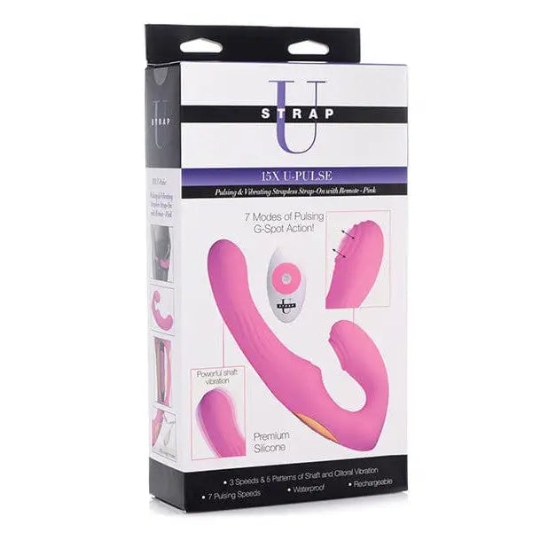 Strap U U-Pulse Silicone Strapless Strap On with Remote in T-Shape Vibrating Design