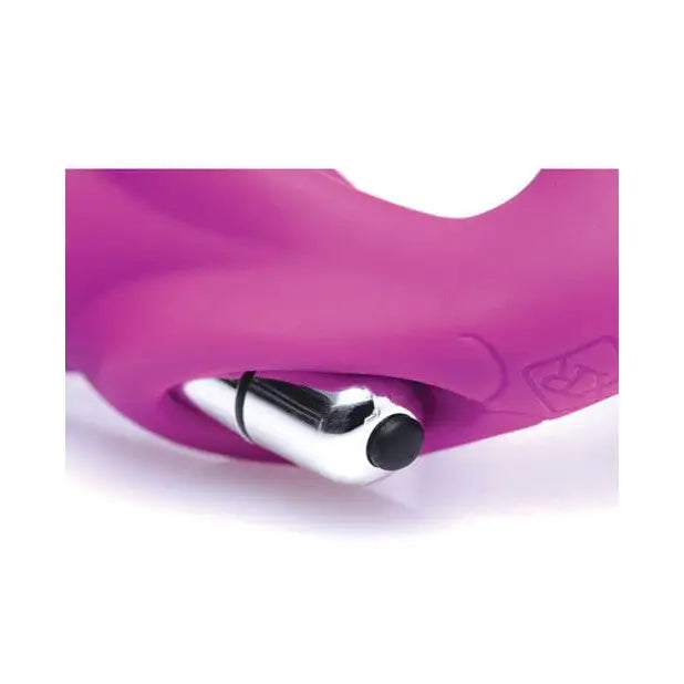 Purple Strap U Vibrating Strapless Silicone with black and white tip