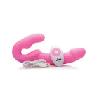 Strap U Vibrating Strapless Silicone Strap On with Remote Control - Pink Toy on the Ground