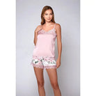 Icollection Lingerie Lingerie - Hanging Extra Large Stretch Cami & Floral Shorts Pink at the Haus of Shag