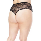 Stretch Lace High Waist Thong Black Os/xl - Thong