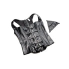 STRICT Lingerie - Packaged Large Strict Lace-up Corset Vest W/thong Black at the Haus of Shag