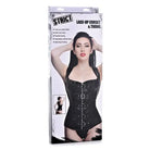 STRICT Lingerie - Packaged Large Strict Lace-up Corset Vest W/thong Black at the Haus of Shag