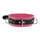 Strict Leather Leatherr Pink And Black Strict Leather Deluxe Locking Collar - And Black at the Haus of Shag