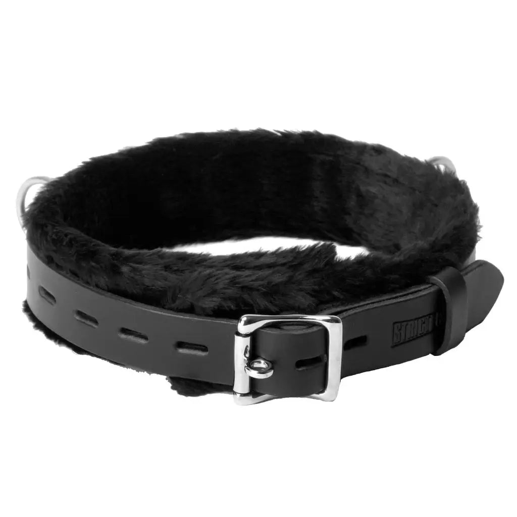 Strict Leather Leatherr Strict Leather Narrow Fur Lined Locking Collar at the Haus of Shag