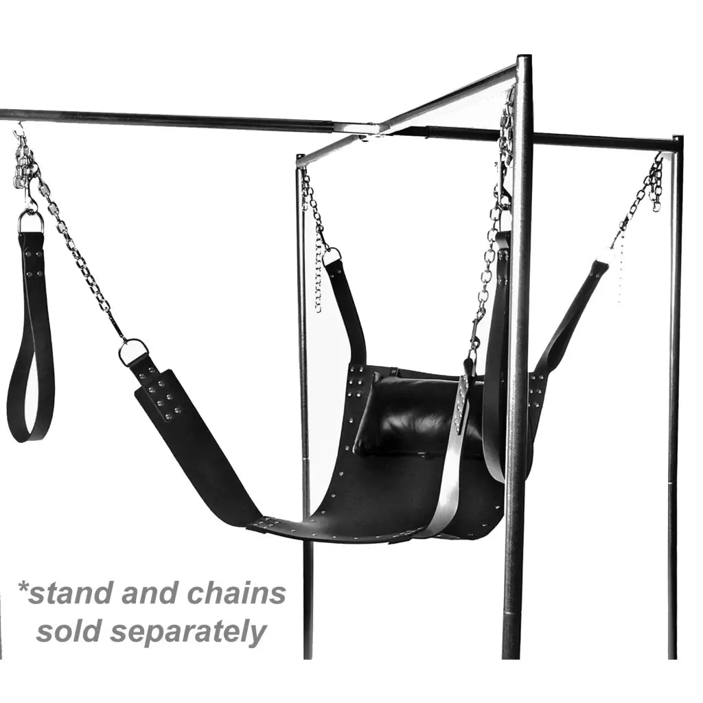 Strict Leather Premium Sex Sling - Durable leather swing with chains for adult play