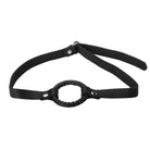 Strict Leather Ring Gag: Black leather with O-ring and adjustable straps for secure fit