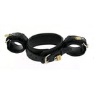 Strict Leather Wrist To Neck Restraint - Black leather set with buckles and locks