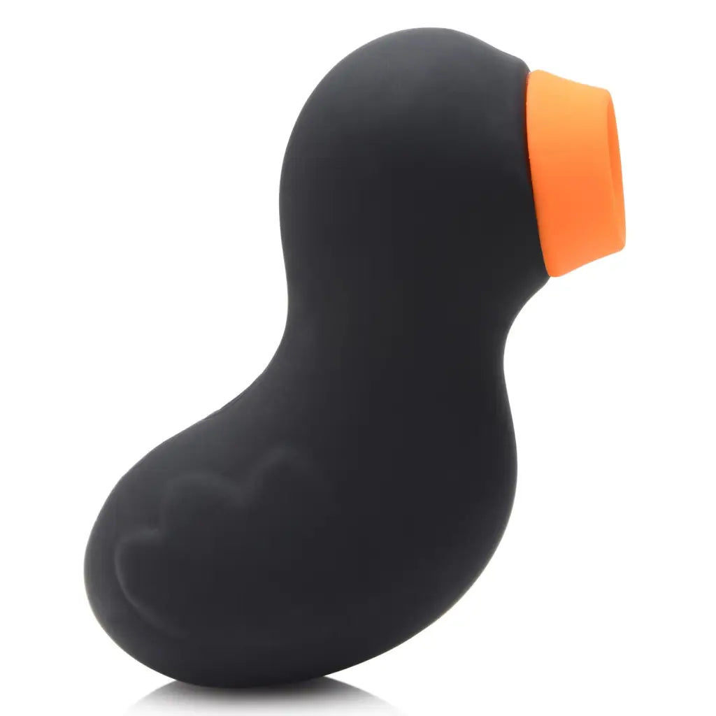 Black rubber duck with orange beak - Sucky Ducky clitoral stimulator for pleasure