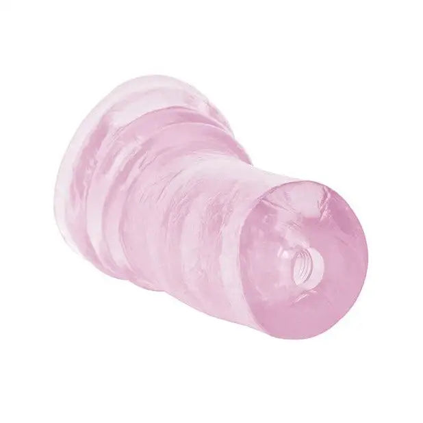 Pink glass pipe from Sue Johanson Super Head Honcho on a white background