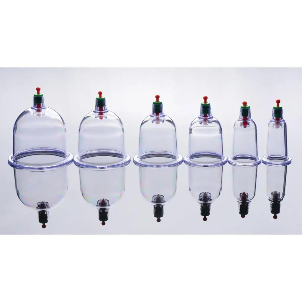 Sukshen 6 Piece Cupping Set With Acu-points - Three Empty Bottles with Red Stoppers