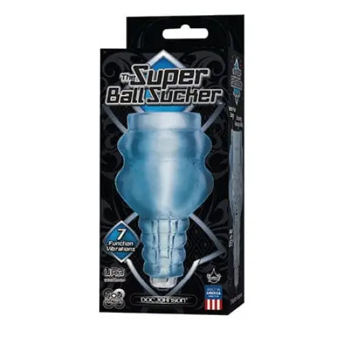 Blue Super Ball Sucker silicone male masturbation device in original product packaging