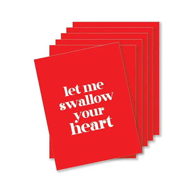 Swallow Your Heart Naughty Greeting Card - Pack Of 6 - Party Supplies