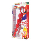 Sweet Heart Silicone Anal Beads: Red heart-shaped beads in retail packaging