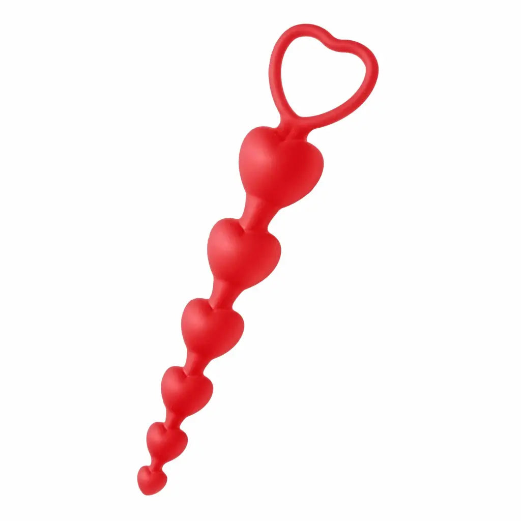 Sweet Heart Silicone Anal Beads: red heart-shaped sex toy for enhanced pleasure