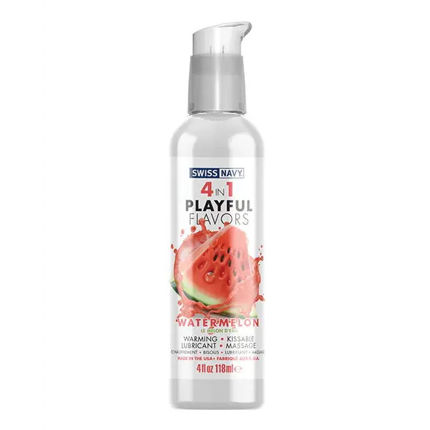 Swiss Navy 4 in 1 Playful Flavors Watermelon 4 oz. - 4 Oz - Water Based Lubricant