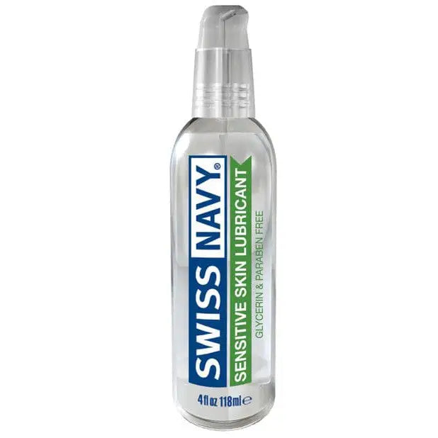 Swiss Navy All Natural Lubricant spray bottle for sensitive skin on a white background