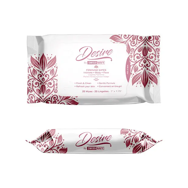 Swiss Navy Desire Unscented Feminine Wipes 25-Count Pack - Wipes