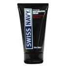 Close up of a Swiss Navy Premium Masturbation Cream 5 Oz tube on a white background