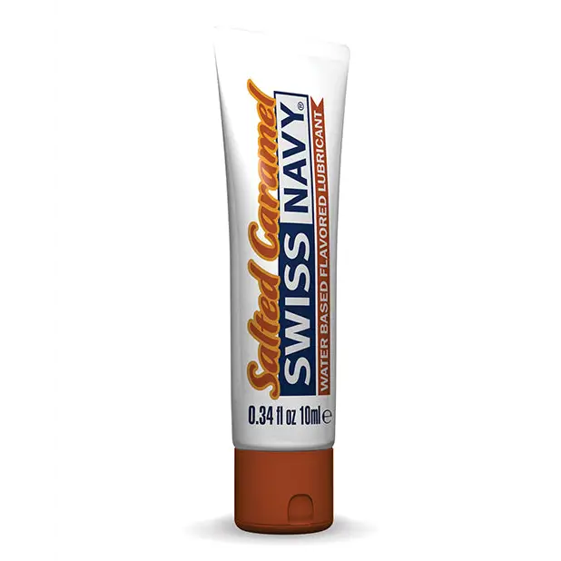 Swiss Navy Salted Caramel Flavored Lubricant 1 oz. - 0.34 oz. - Water Based Lubricant