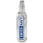 Bottle of Swiss Navy Water Based Premium Lubricant with a white cap