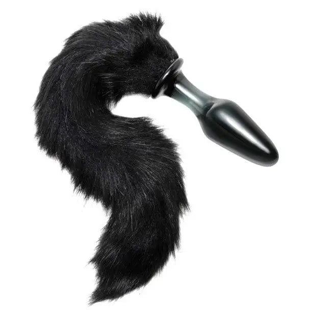 Tailz Tail Plug Black Tailz Midnight Fox Tail Glass Anal Plug at the Haus of Shag