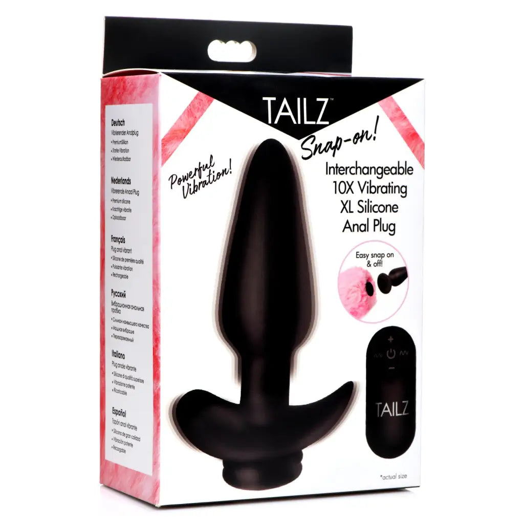 Tailz Plug Tailz Snap On Interchangeable 10x Vibrating Silicone Anal Plug W/remote at the Haus of Shag