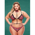 Teacher’s Pet Baddie Schoolgirl Top W/bow Tie & Panty Red/black - One Size Fits Most (Queen) / Plaid - Costumes