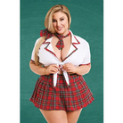 Teacher’s Pet Ms Honor Student School Girl Tie Top Pleated Skirt Neck Tie & Hair Bow Red - Costumes