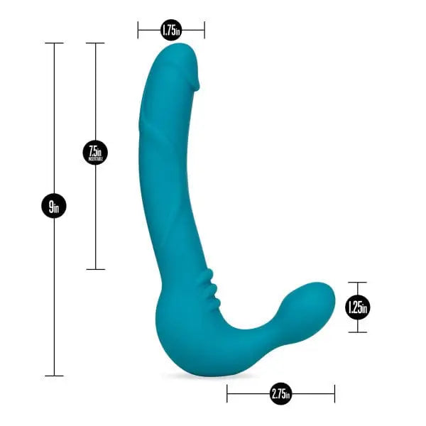 Blush Novelties Vibrator Temptasia Luna Strapless Silicone Dildo Teal at the Haus of Shag