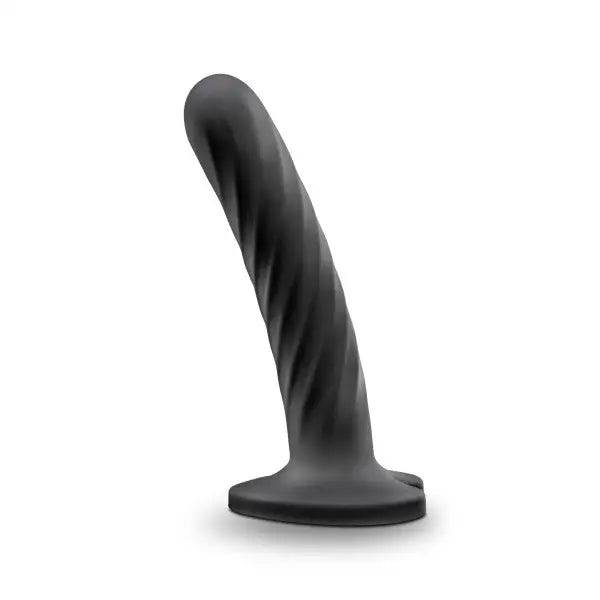 Temptasia Twist - Heart-Shaped, Black Silicone Twist Dildo with Flared Base