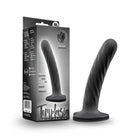 Temptasia Twist: Black silicone twist dildo with flared base and packaging