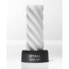 Tenga 3D Spiral Stroker: White spiral-shaped object on black base labeled ’SPIRAL TENGA 3D’