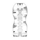 Back of snowboard with white and black design, showcasing TENGA Air Flow CUP product